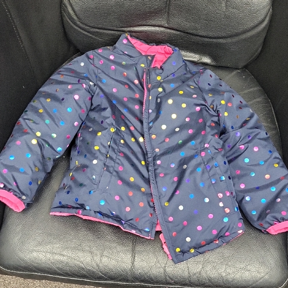 GAP Kids Navy Polka Dot Puffer Jacket